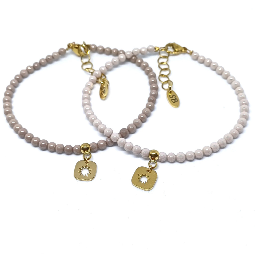 Zirkonia armband ronde kralen bedel ster