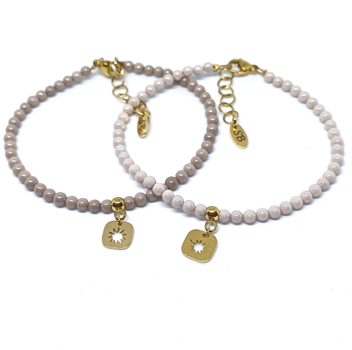 Zirkonia armband ronde kralen bedel ster