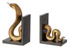 J-Line Boekensteunen slang - polyresin - goud/zwart - set van 2