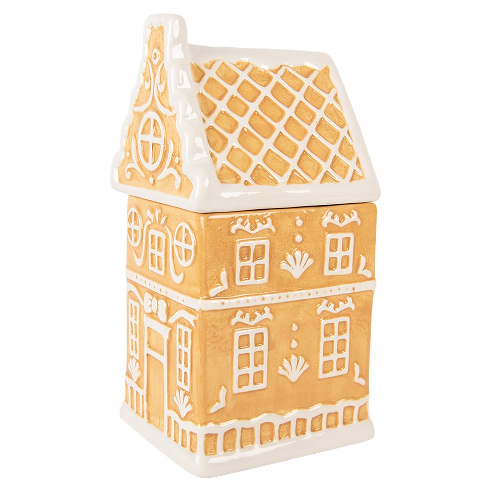 Voorraadpot Deksel Gingerbread house 13x11x24 cm Bruin Keramiek