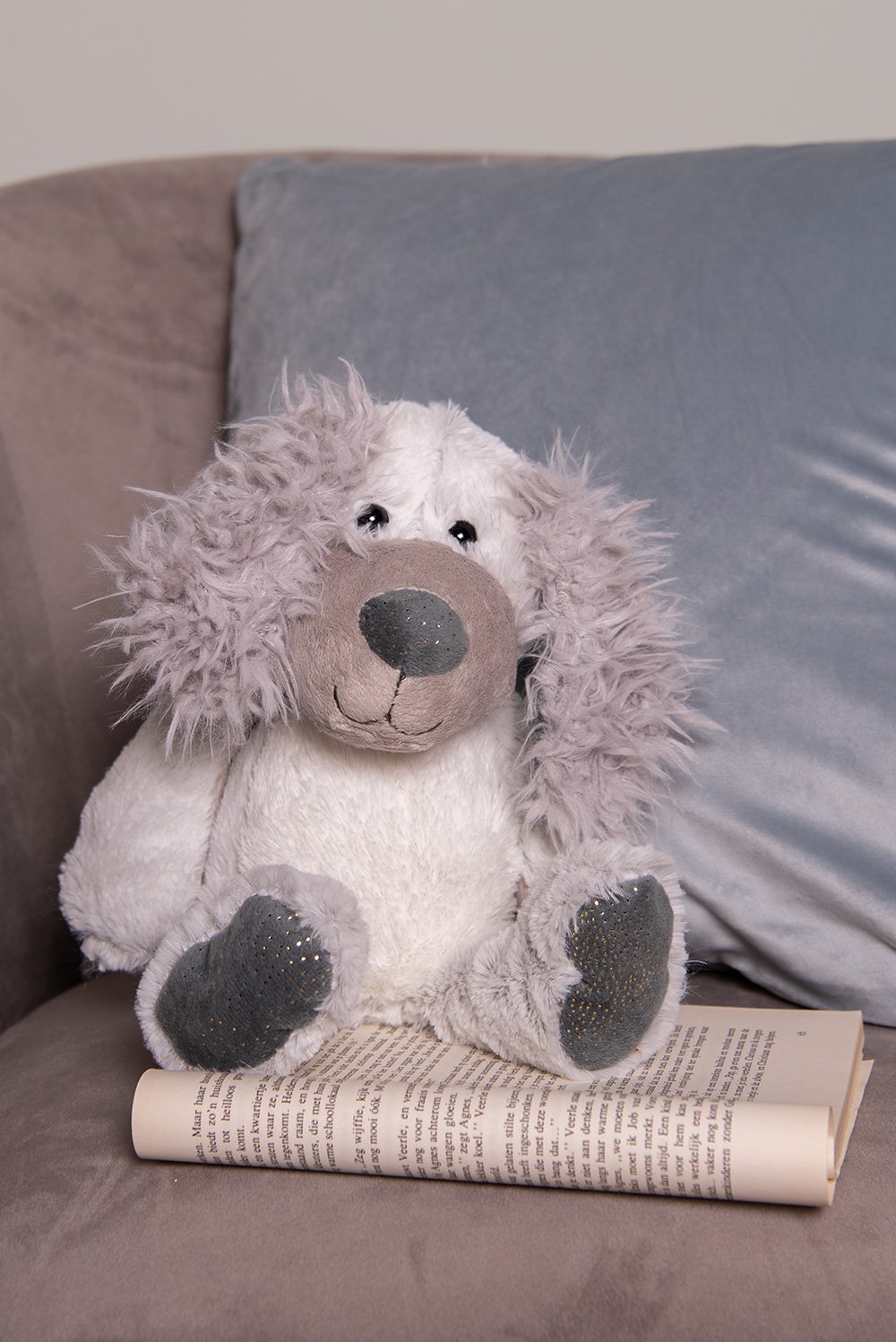 Knuffel Hond 32 cm Grijs Pluche