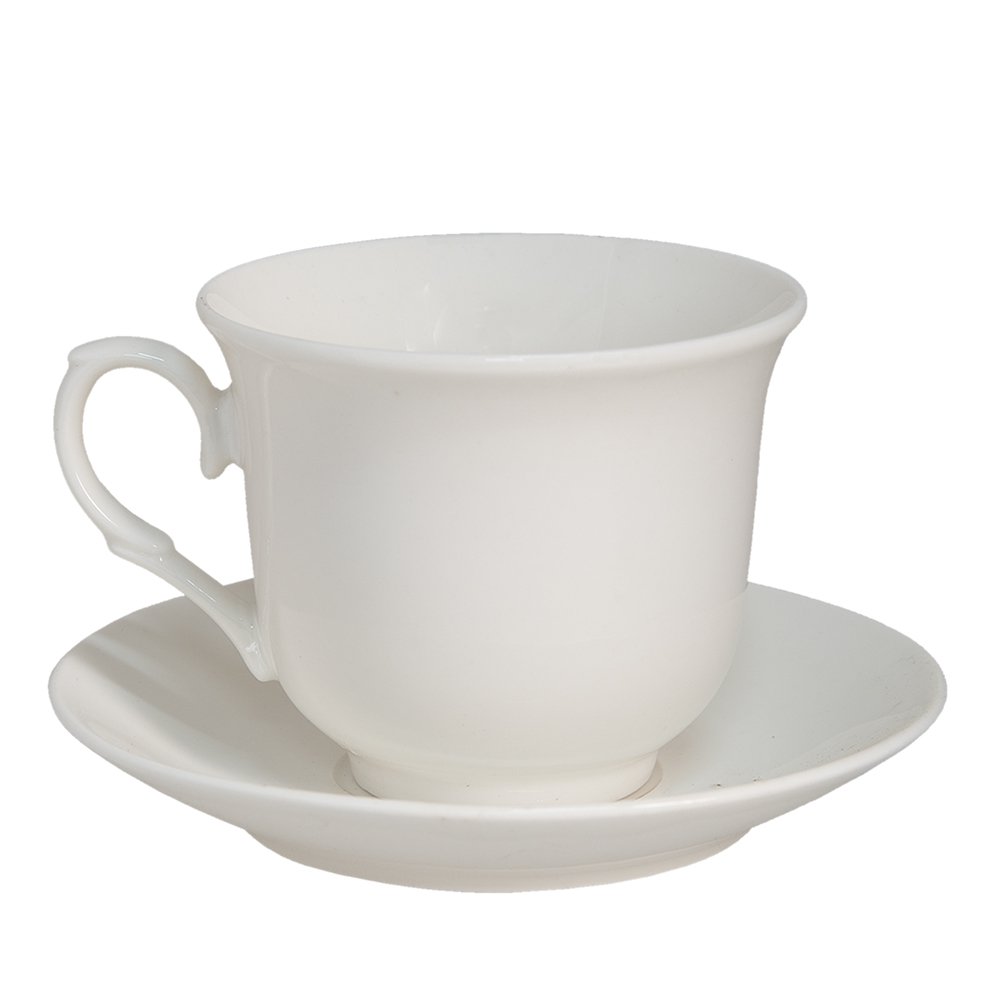 Kop en Schotel Set van 6 220 ml Wit Porselein Servies