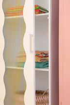 J-Line decoratie Kast - polyresin - ijzer/glas - wit