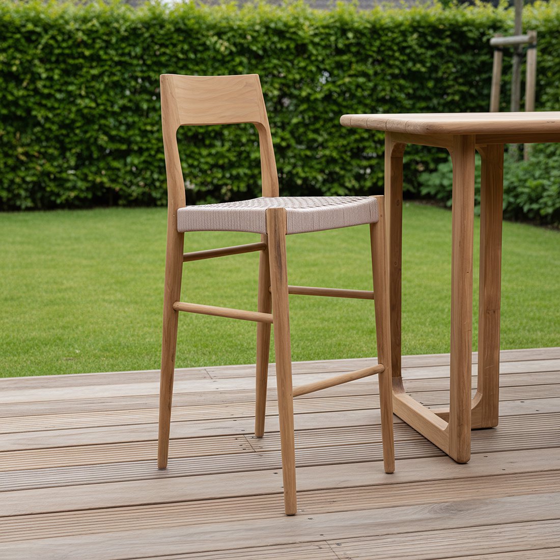 Freya outdoor teakhouten barstoel - 46x46x109 cm