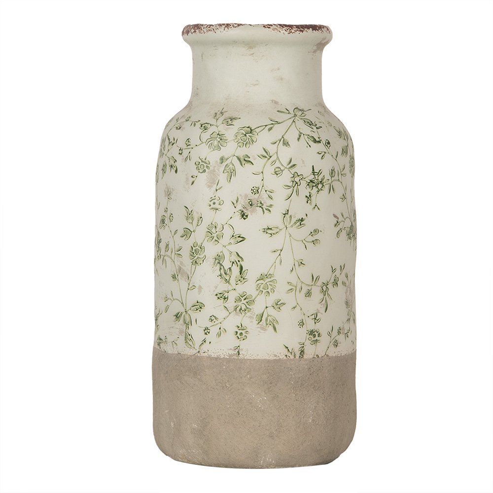 Vaas Ø 15x32 cm Groen Keramiek Bloemen
