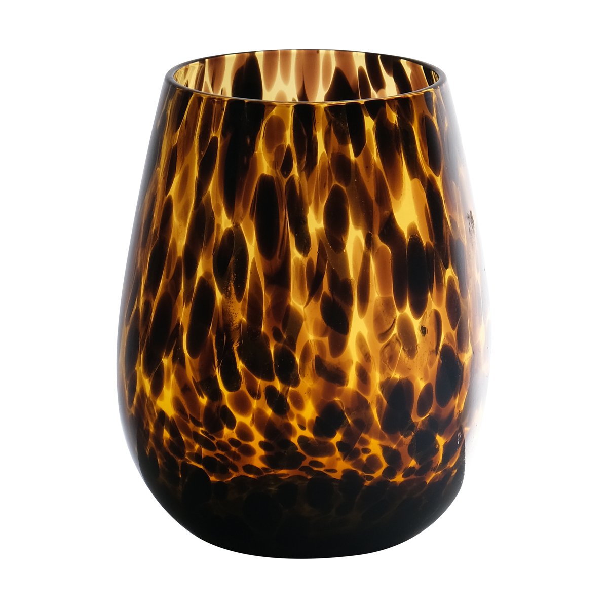 Leopard mondgeblazen Theelichthouder h12 d9