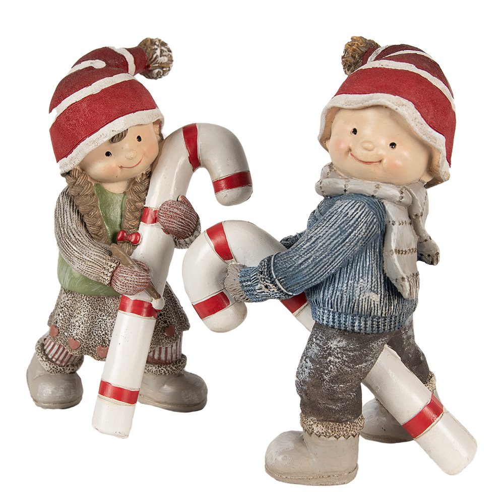 Decoratie Beeld Kind 18 cm Groen Polyresin Kerstfiguren