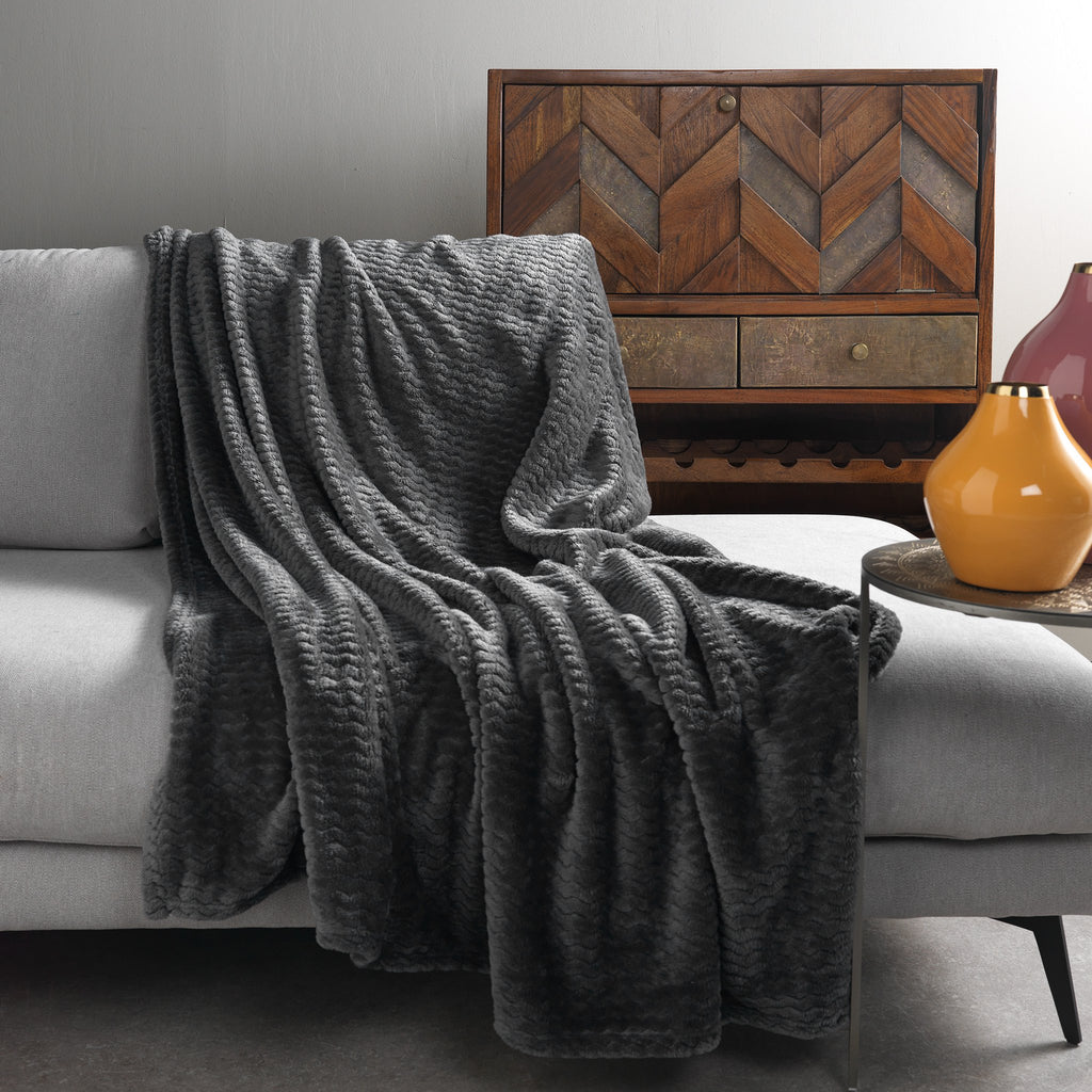 Dutch Decor Mara - Plaid 150x200 cm - Antracietgrijs - Antraciet