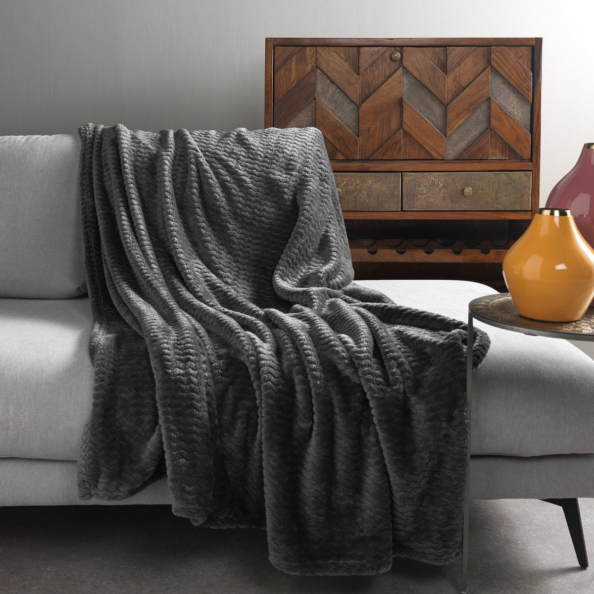 Dutch Decor Mara - Plaid 150x200 cm - Antracietgrijs - Antraciet