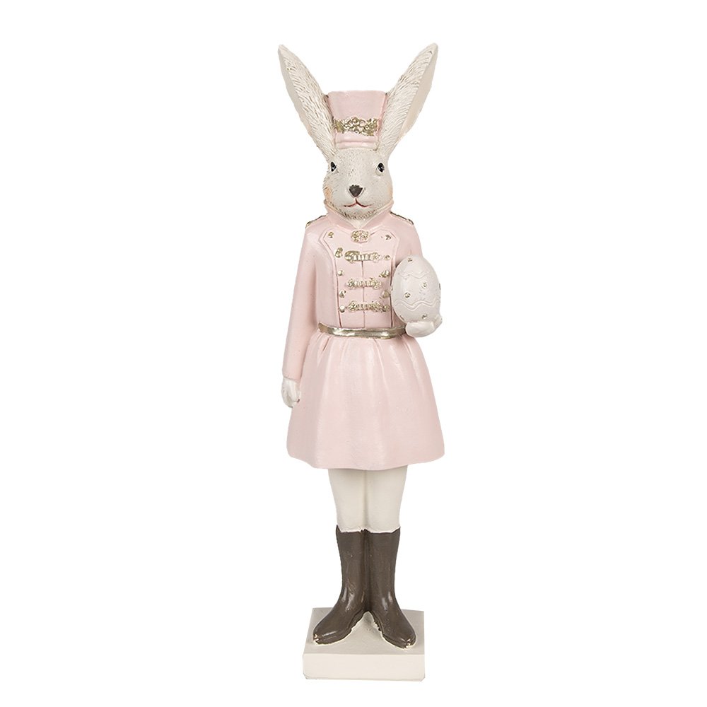 Beeld Konijn 23 cm Beige Roze Polyresin Paasdecoratie