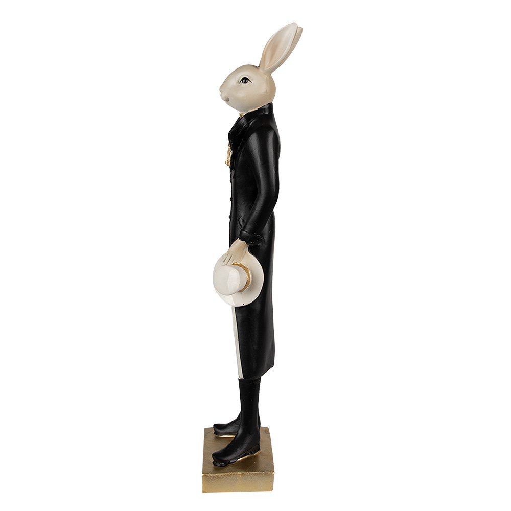 Beeld Konijn 34 cm Beige Zwart Polyresin Paasdecoratie