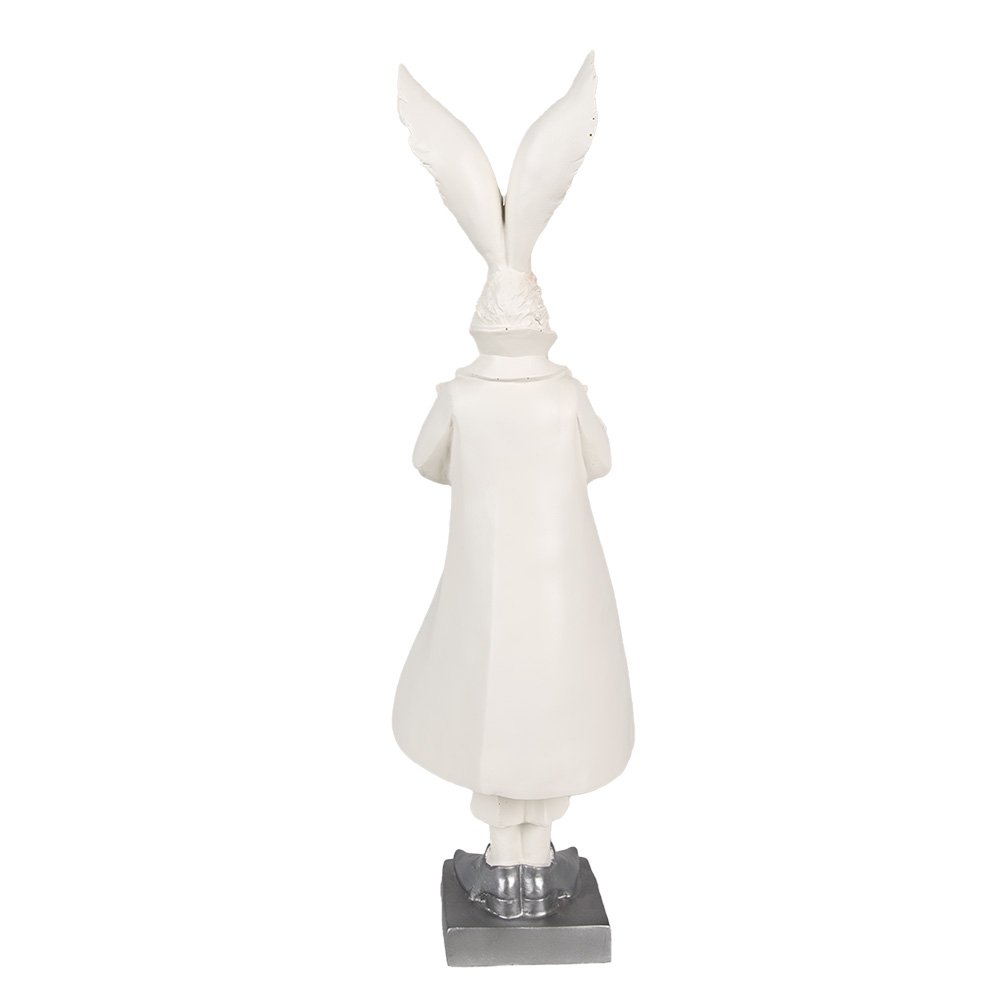 Beeld Konijn 47 cm Wit Zilverkleurig Polyresin Paasdecoratie