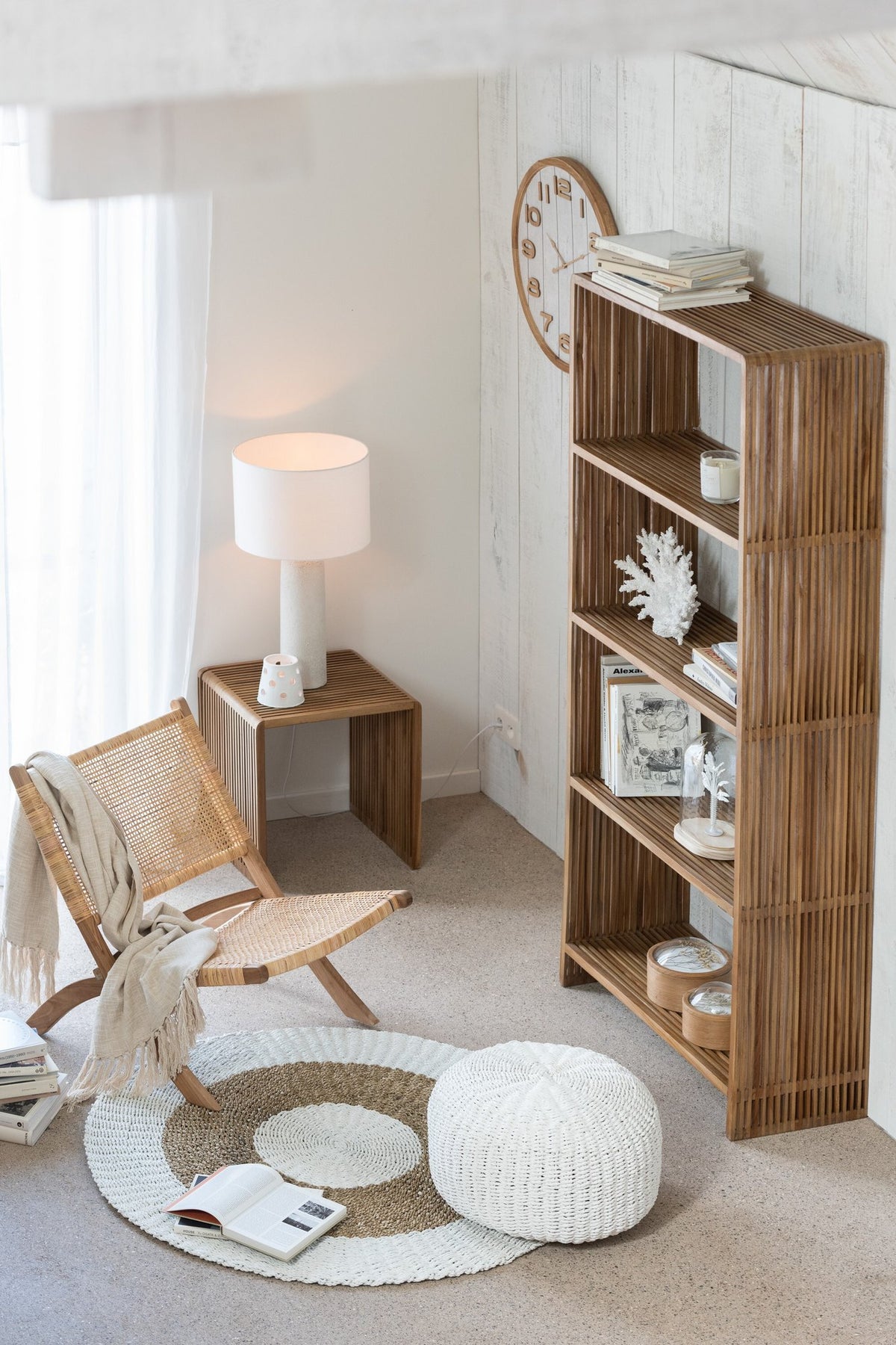 J-Line boekenkast 4 Schappen - gerecycleerd hout - naturel