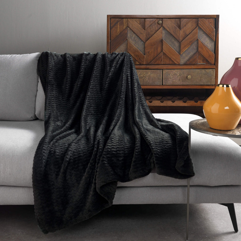 Dutch Decor Mara - Plaid 150x200 cm - Raaf - Zwart