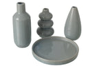 J-Line vaas Sliflore - porselein - grijs - 4 stuks
