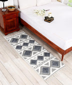 Runner-tapijt – handgeweven katoen – getuft ruitpatroon – 2x5 ft