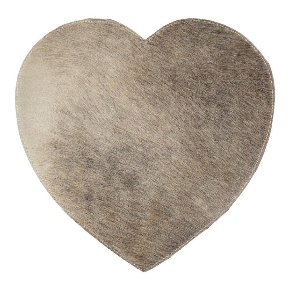 Placemat koehuid hart grijs 39cm