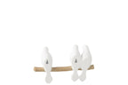 J-Line decoratie 3 Vogels On Tak - polyresin - wit/naturel