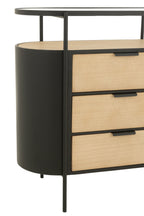 J-Line kast Avy - ijzer - naturel/zwart