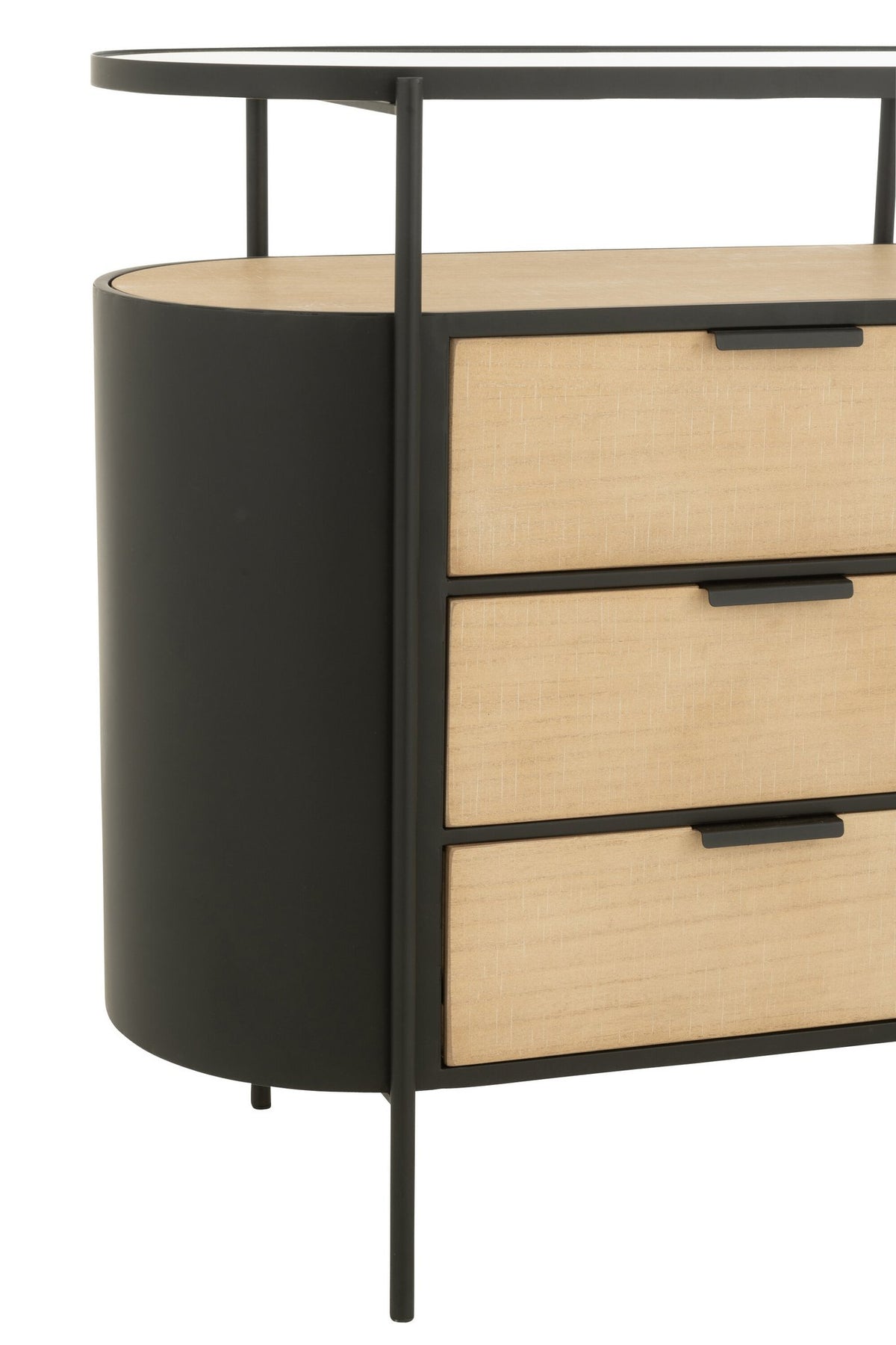 J-Line kast Avy - ijzer - naturel/zwart