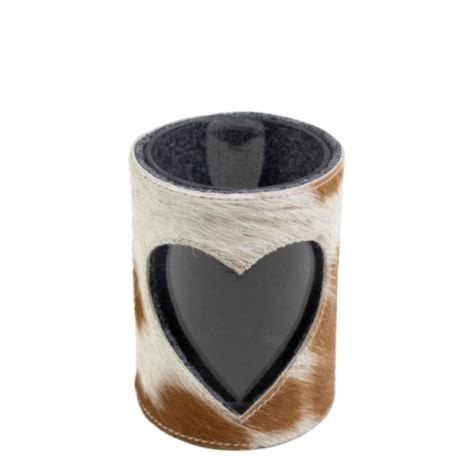 Windlicht koe hart bruin/wit 15cm