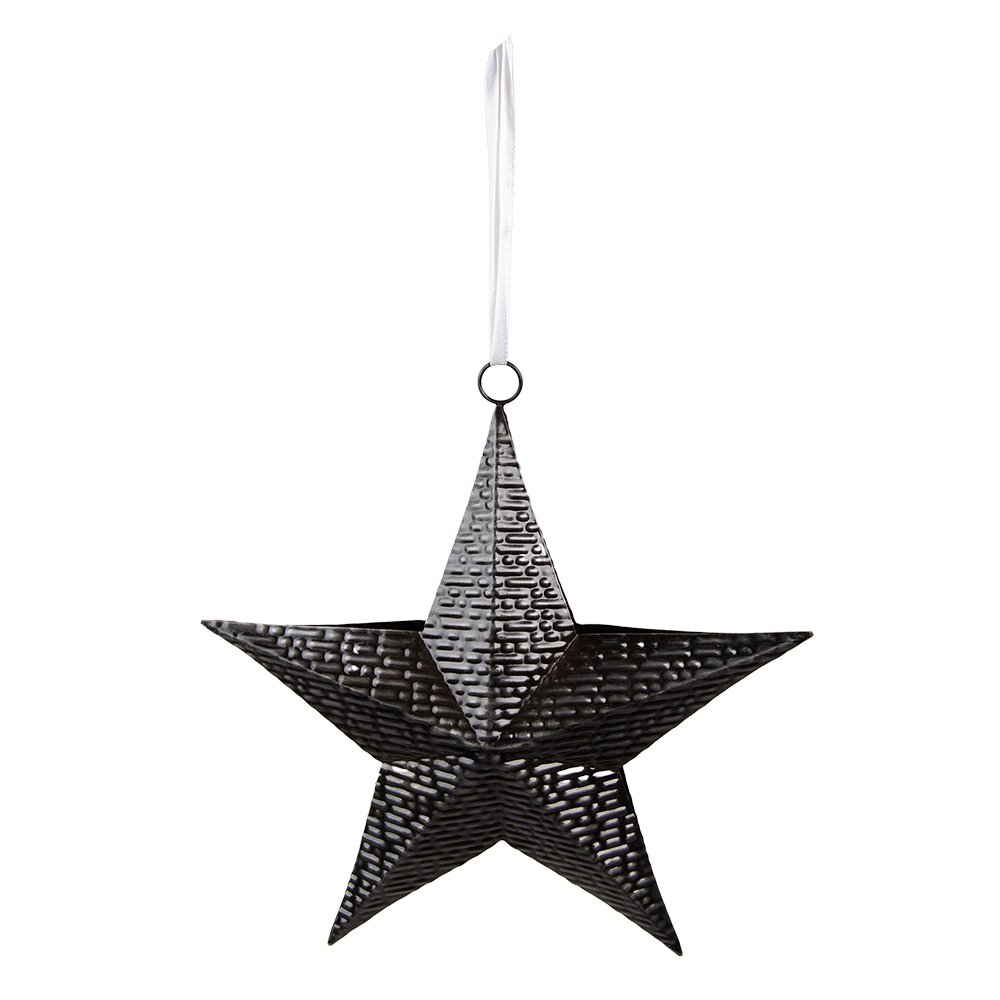 Decoratie Hanger Ster 25x27 cm Zwart IJzer Kersthanger