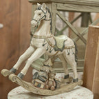 Beeld Paard 30x8x27 cm Wit Polyresin Kerstdecoratie