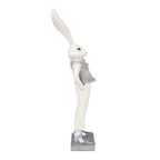 Beeld Konijn 36 cm Wit Zilverkleurig Polyresin Paasdecoratie