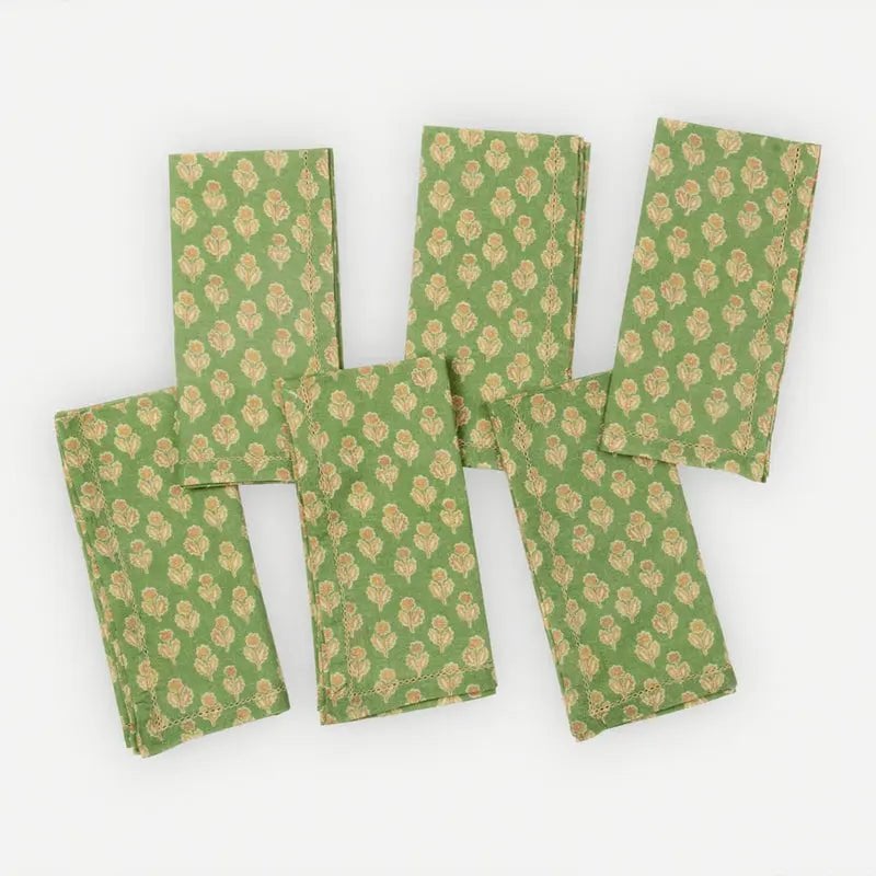 Servet | Viola Forest Green katoenen servetten-set van 6 van Sanctuary Living