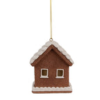 Kersthanger met LED Gingerbread house 9x6x10 cm Bruin Polyresin