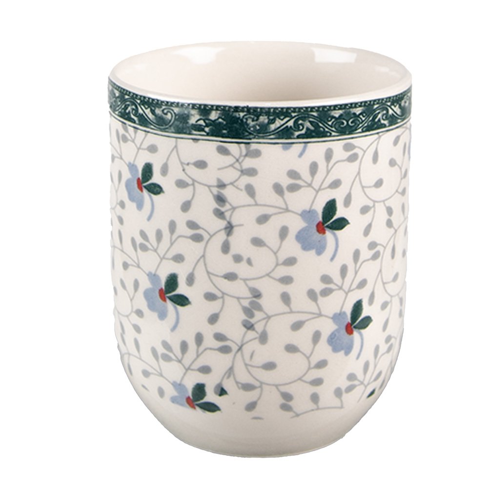 Mok 100 ml Wit Groen Porselein Bloemen Theemok