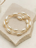 Vergulde meerstrengige kralenarmband – mode-sieraden – legering en parel – 18 cm lengte