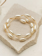 Vergulde meerstrengige kralenarmband – mode-sieraden – legering en parel – 18 cm lengte