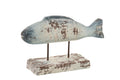 J-Line decoratie Vis Op Voet Antiek - polyresin - blauw/wit