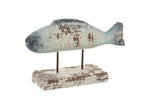 J-Line decoratie Vis Op Voet Antiek - polyresin - blauw/wit