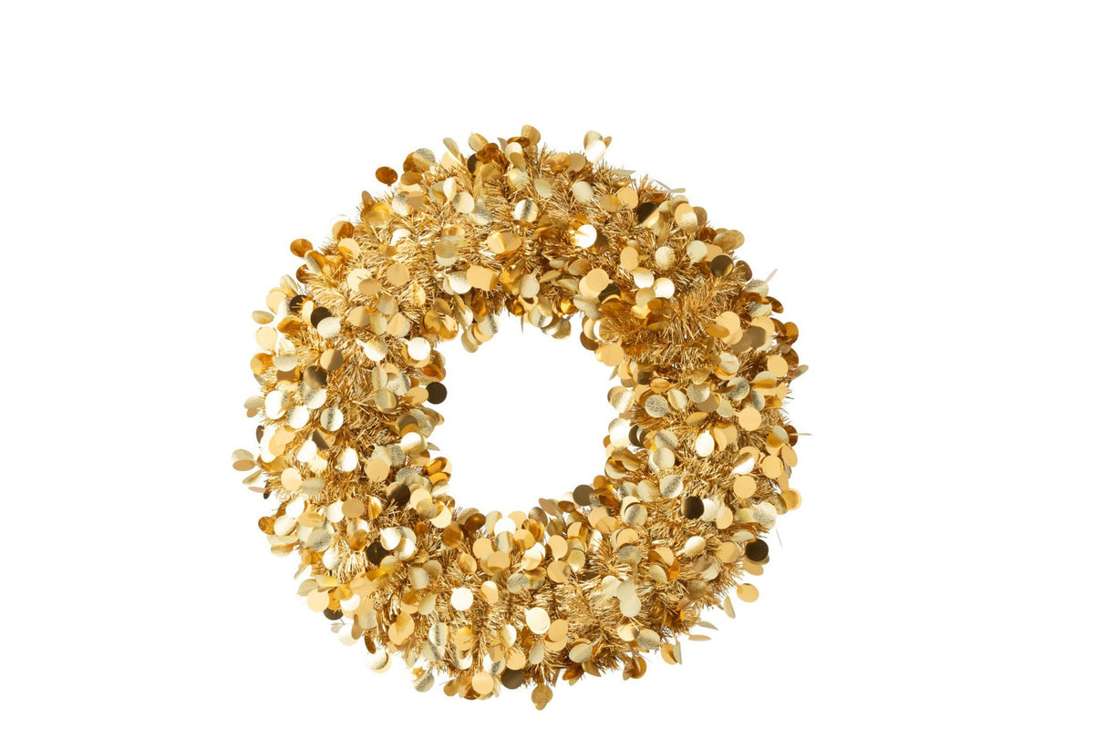 J-Line decoratie krans Sprankelend - polystyreen - goud - medium
