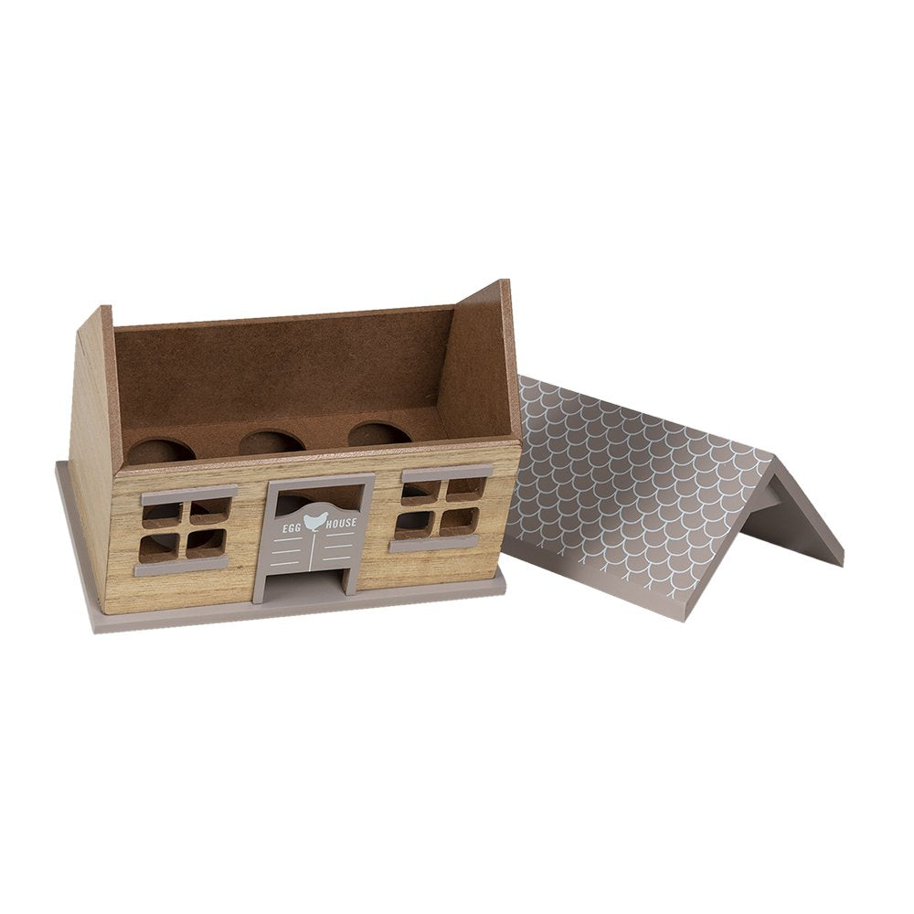 Eierkastje Huis 23x13x18 cm Bruin Hout Eierhouder