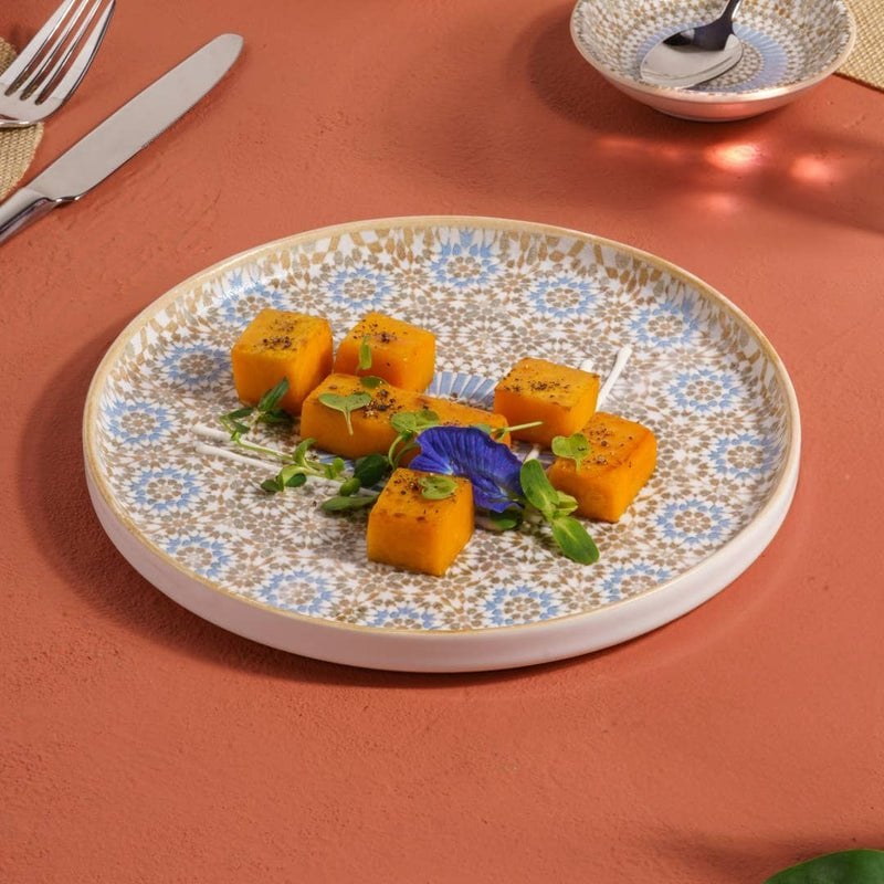 Cruise Tangier Rond Randloos Porseleinen Bord 27cm – Set van 6 | Marokkaans patroon dinerbord | Professioneel horecaservies