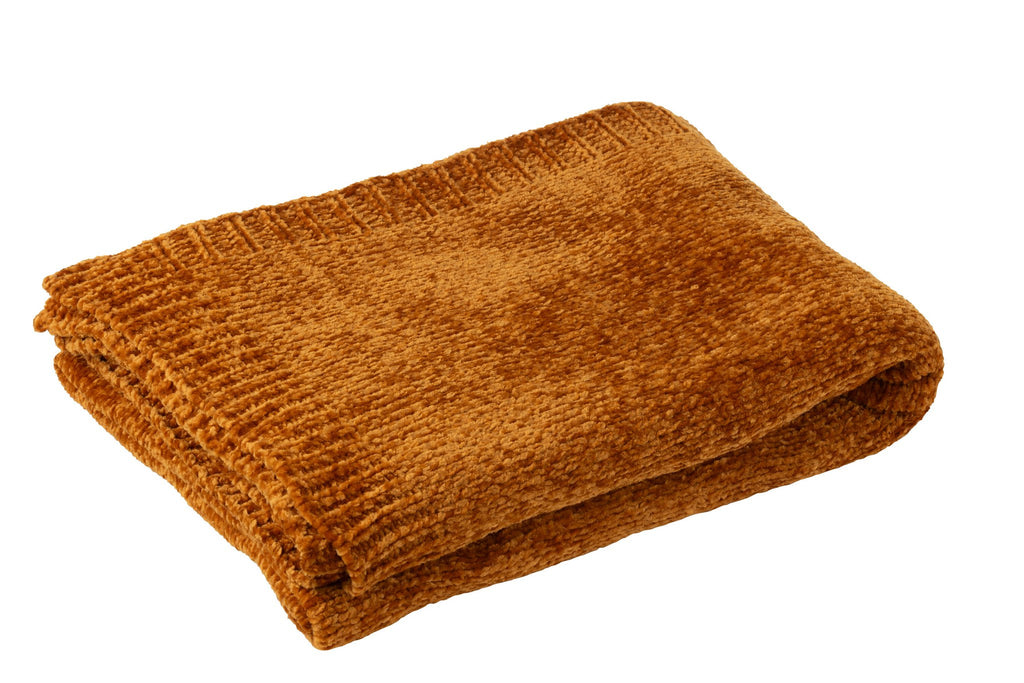 J-Line deken Chenille - polyester - bruin