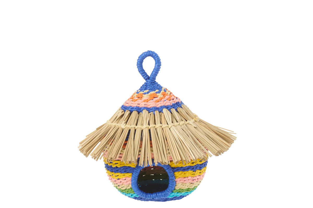 J-Line vogelhuisje Gestreept - polyresin - papier - mix - S