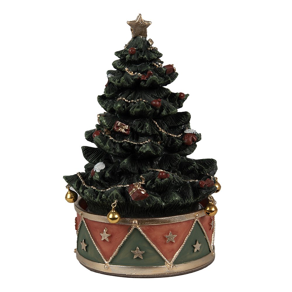 Muziekdoos Kerstboom Ø 12x18 cm Groen Rood Kunststof