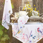 Theedoek 50x70 cm Wit Groen Katoen Bloemen Keukenhanddoek