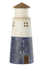 J-Line decoratie Vuurtoren - hout - blauw/wit - L