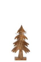 J-Line Dennenboom met strik - mangohout - naturel/turquoise - small