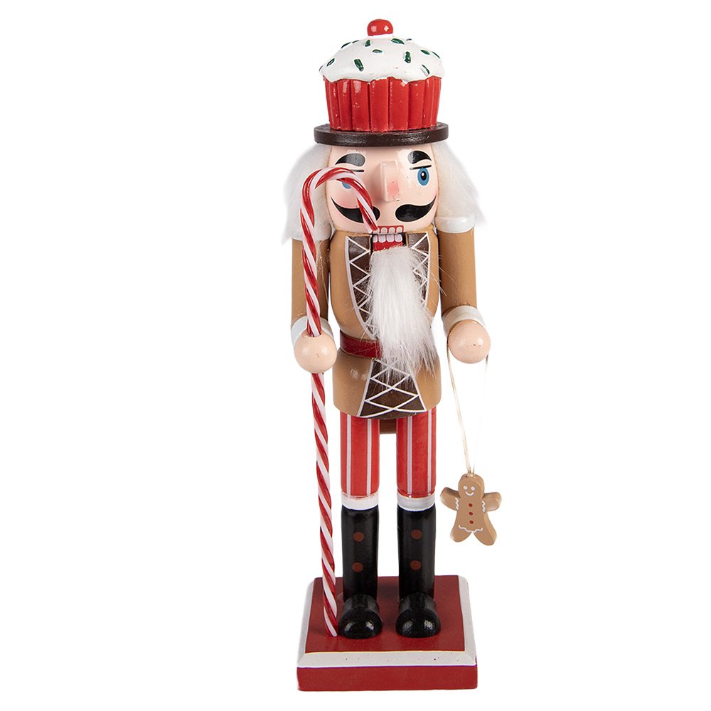 Kerstdecoratie Beeld Notenkraker 8x7x25 cm Bruin Hout