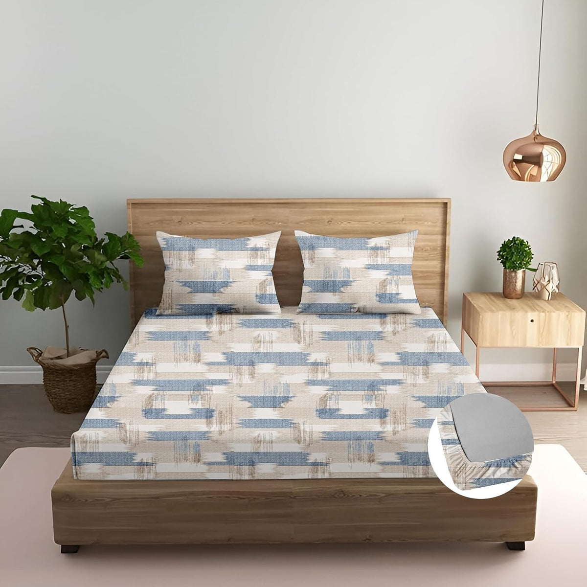 Laken | 180TC katoen, elastisch getailleerd | Kingsize, 198 cm x 182 cm, set van 3 stuks
