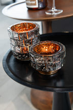 J-Line Theelicht Vierkant Mozaiek Glas Bruin Large