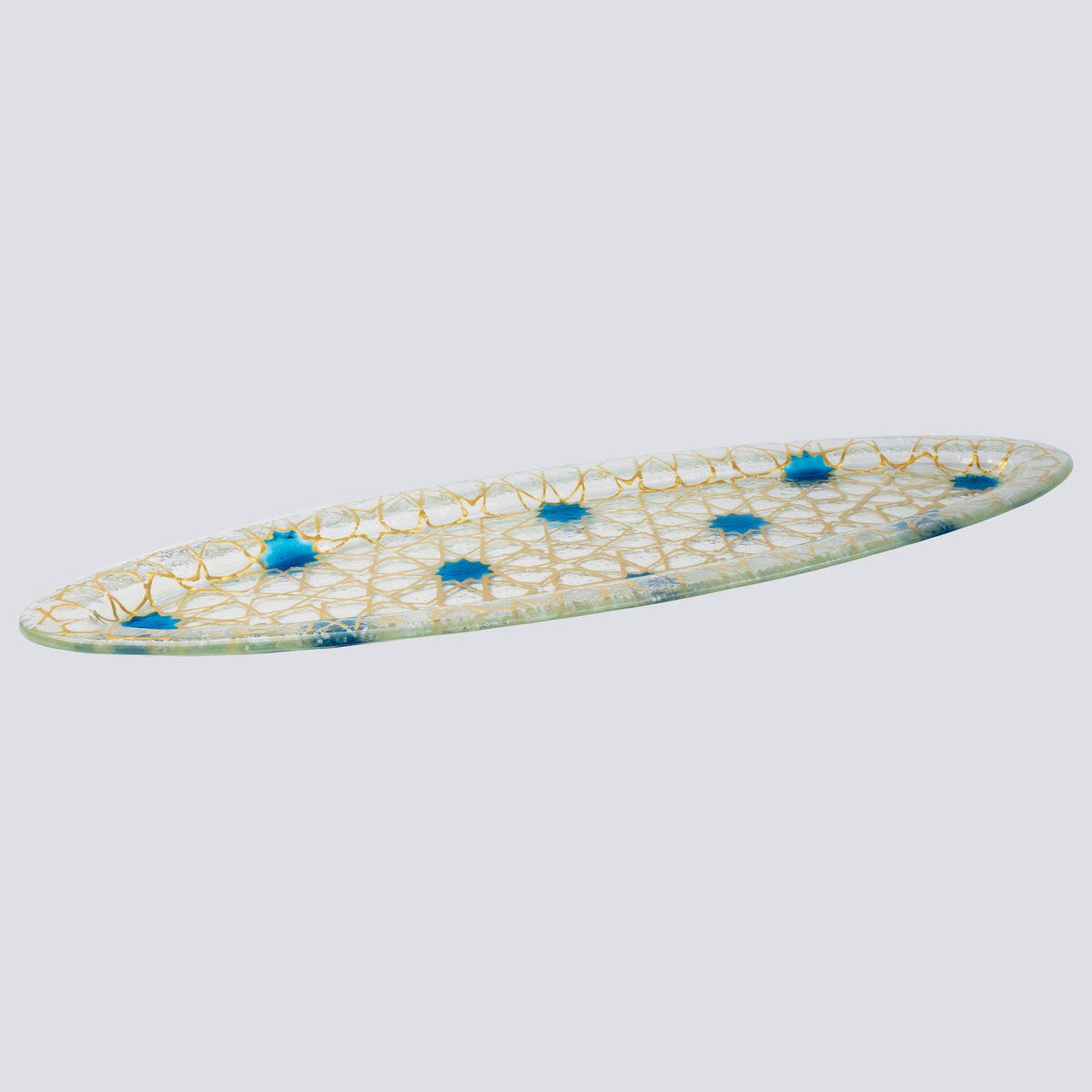 Gouden ovaal klein nieuw 47x16 goud en blauw