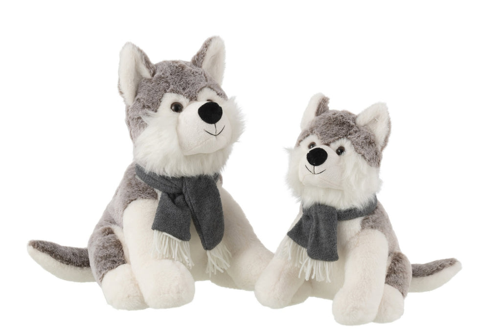 J-Line Husky+Sjaal Pluche Polyester Grijs Large
