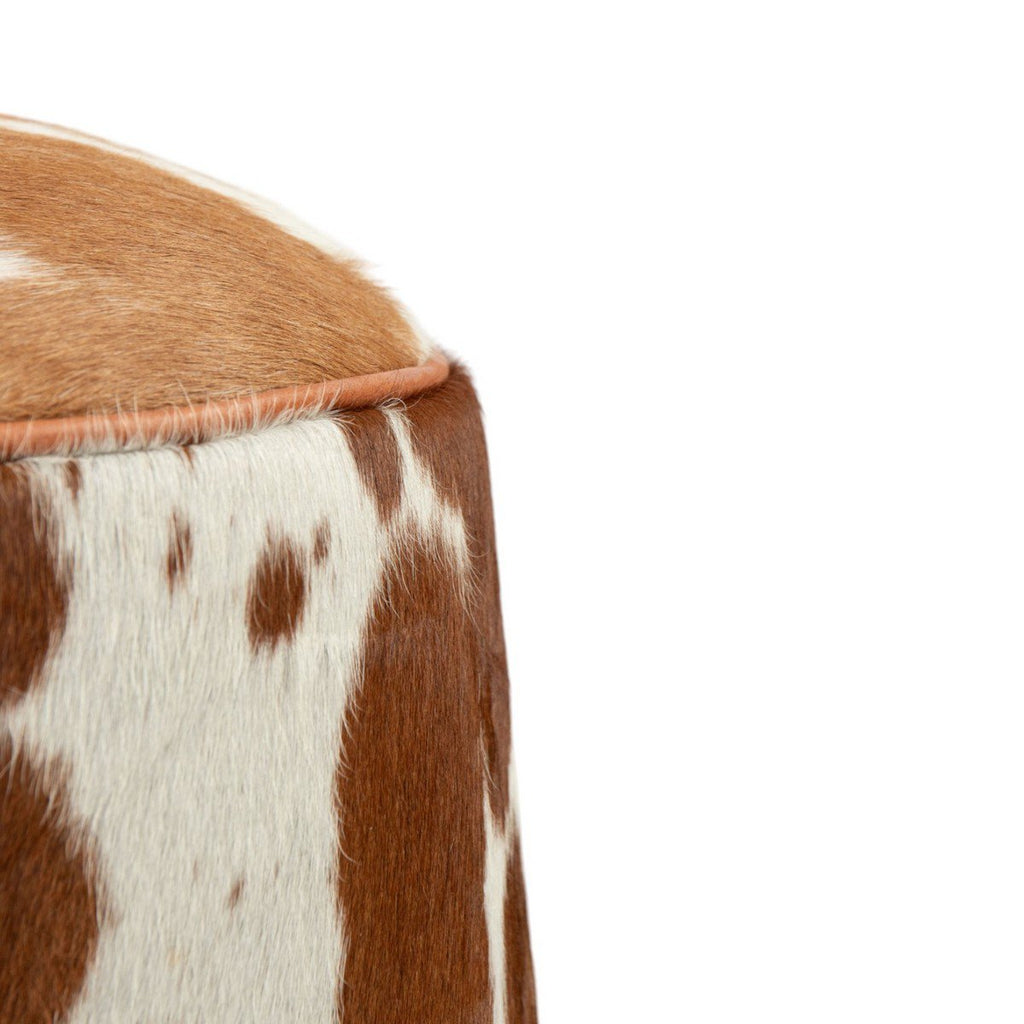Poef Koe rond bruin wit 40x40x43cm (bos taurus taurus)